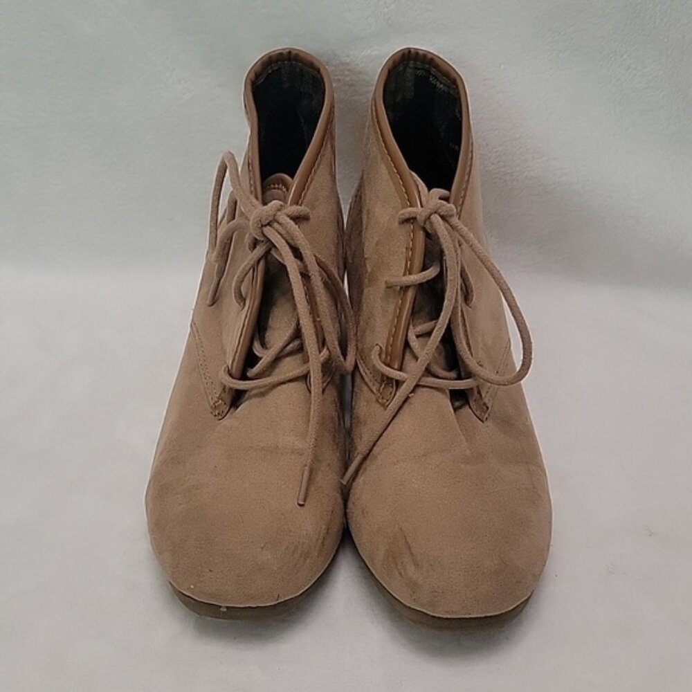 Mad Love Tan Wedge Ankle Boots Size 9